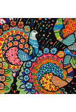 Alexander Henry Fabrics Folklorico, El Pollo in Black, Fabric Half-Yards