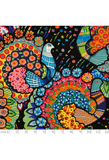 Alexander Henry Fabrics Folklorico, El Pollo in Black, Fabric Half-Yards