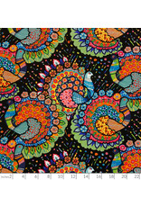 Alexander Henry Fabrics Folklorico, El Pollo in Black, Fabric Half-Yards