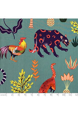 Alexander Henry Fabrics Folklorico, Selva Imaginaria in Chambray, Fabric Half-Yards