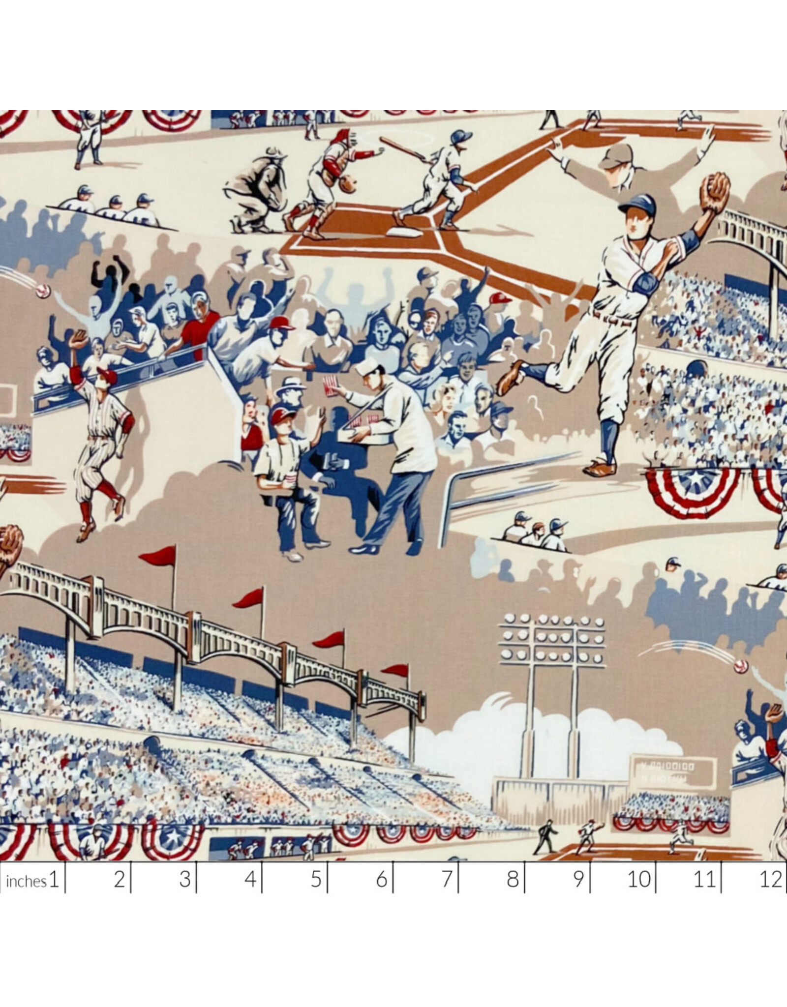 PD's Alexander Henry Collection The Great American Pastime in Vintage Tea, Dinner Napkin
