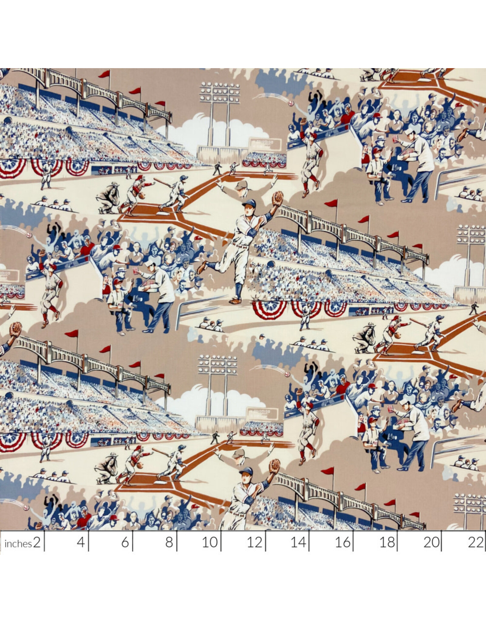 PD's Alexander Henry Collection The Great American Pastime in Vintage Tea, Dinner Napkin