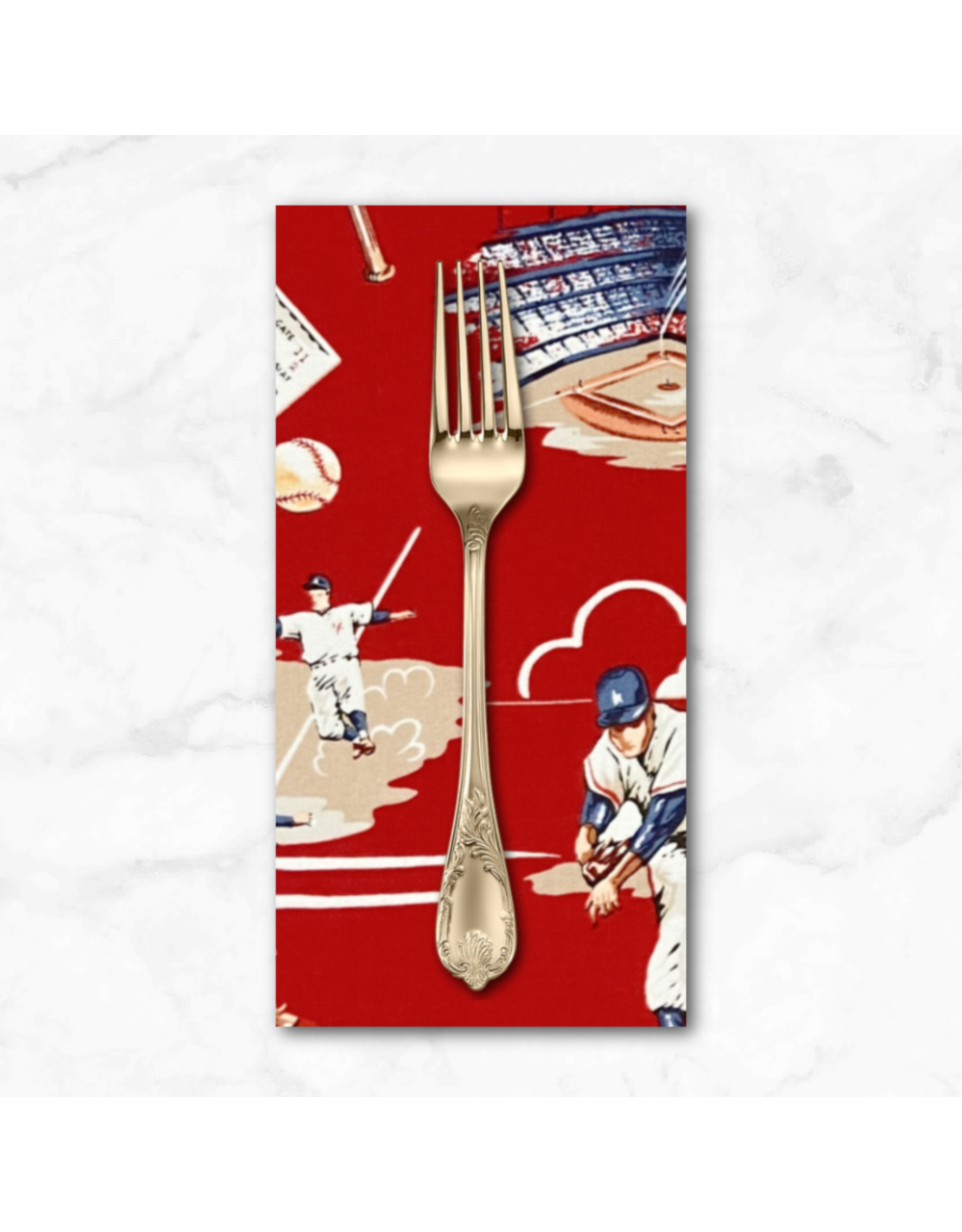 PD's Alexander Henry Collection The Great American Pastime, Top of the Ninth in Red, Dinner Napkin