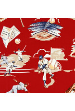 Alexander Henry Fabrics The Great American Pastime, Top of the Ninth in Red, Fabric Half-Yards