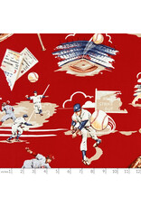Alexander Henry Fabrics The Great American Pastime, Top of the Ninth in Red, Fabric Half-Yards