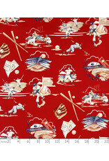 Alexander Henry Fabrics The Great American Pastime, Top of the Ninth in Red, Fabric Half-Yards