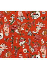 Alexander Henry Fabrics Nicole's Prints, Tell-Tale Tattoo in Red, Fabric Half-Yards