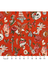 Alexander Henry Fabrics Nicole's Prints, Tell-Tale Tattoo in Red, Fabric Half-Yards