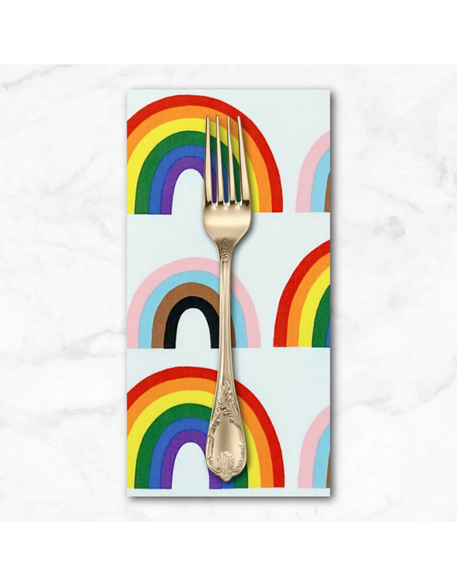 PD's Alexander Henry Collection Love is Love, Double Rainbow in Natural, Dinner Napkin