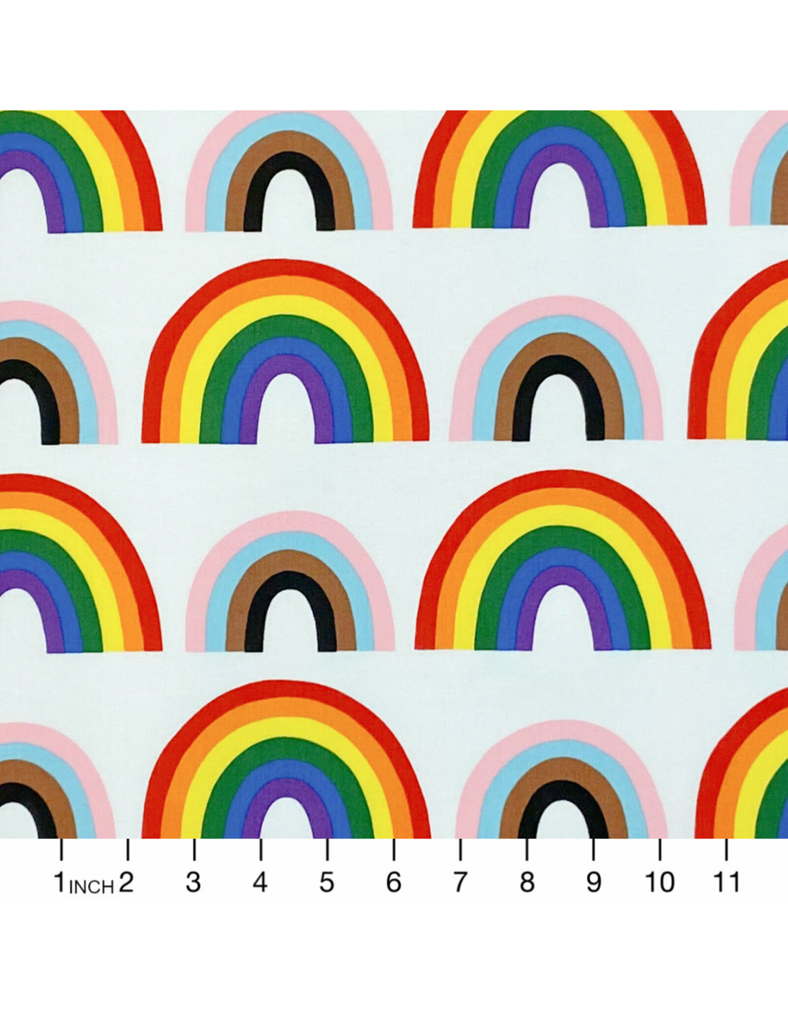 Alexander Henry Fabrics Love is Love, Double Rainbow in Natural, Fabric Half-Yards