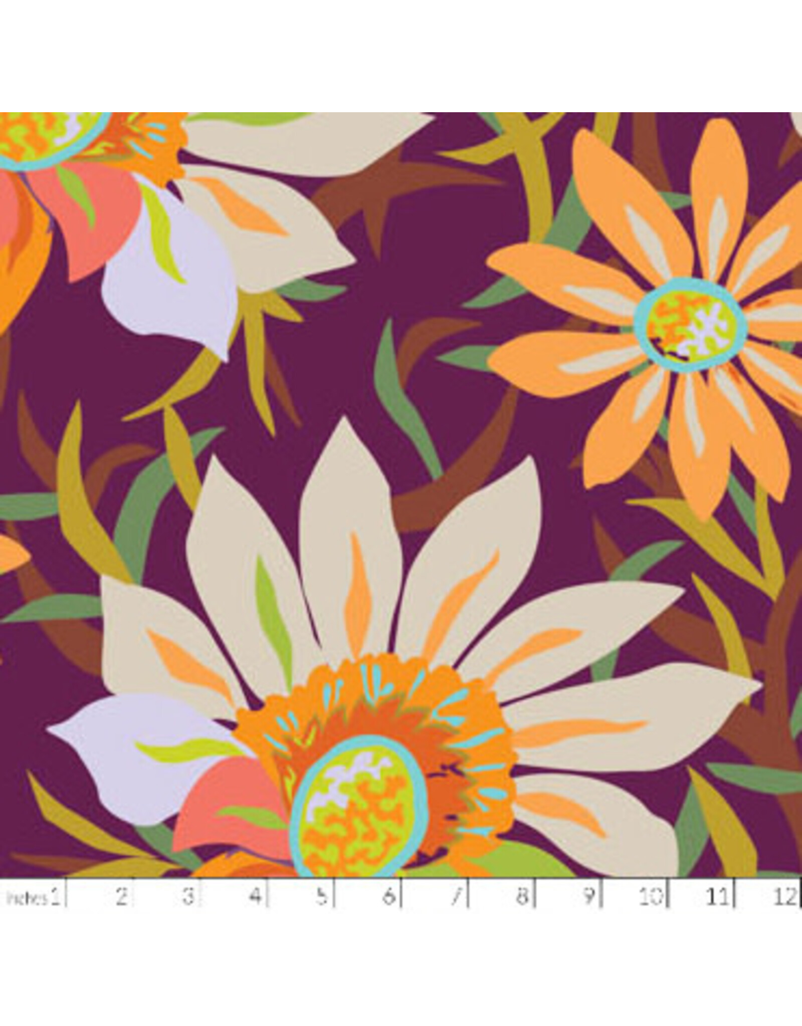 Kathy Doughty Rayon, Trade Winds, Treasure Flower in Burgundy, Fabric Half-Yards