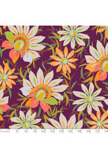 Kathy Doughty Rayon, Trade Winds, Treasure Flower in Burgundy, Fabric Half-Yards