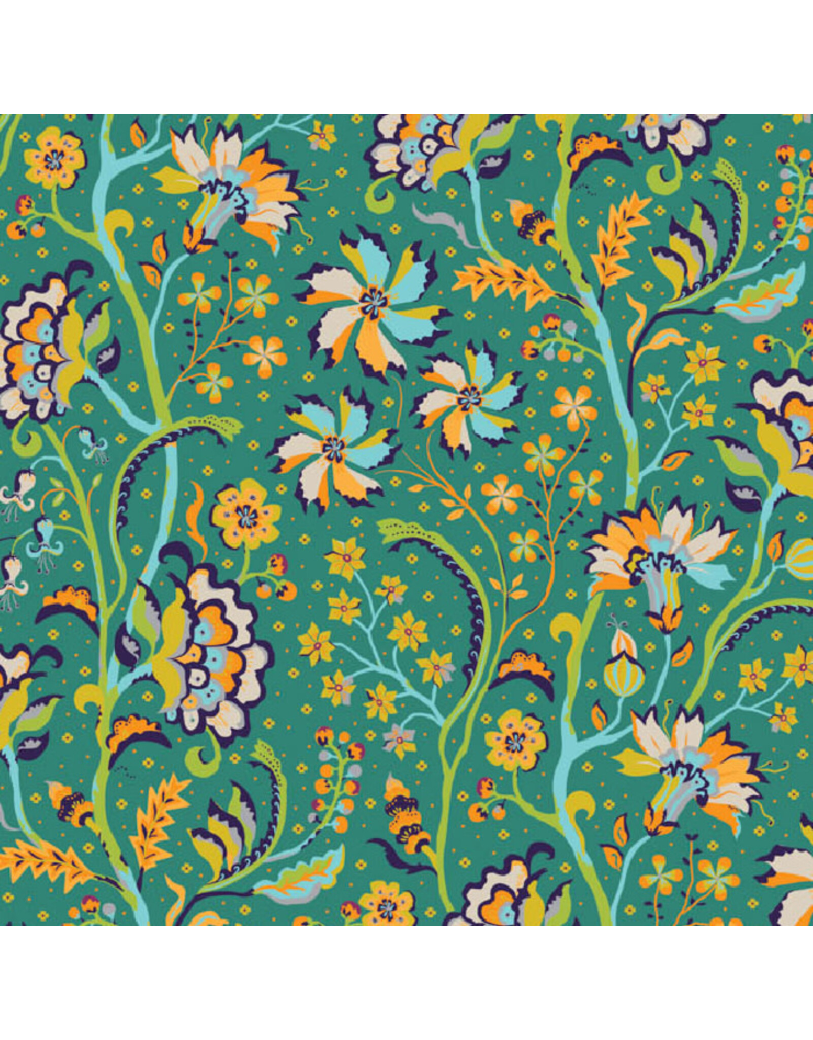 Kathy Doughty Trade Winds, Chintz in Sea Glass, Fabric Half-Yards