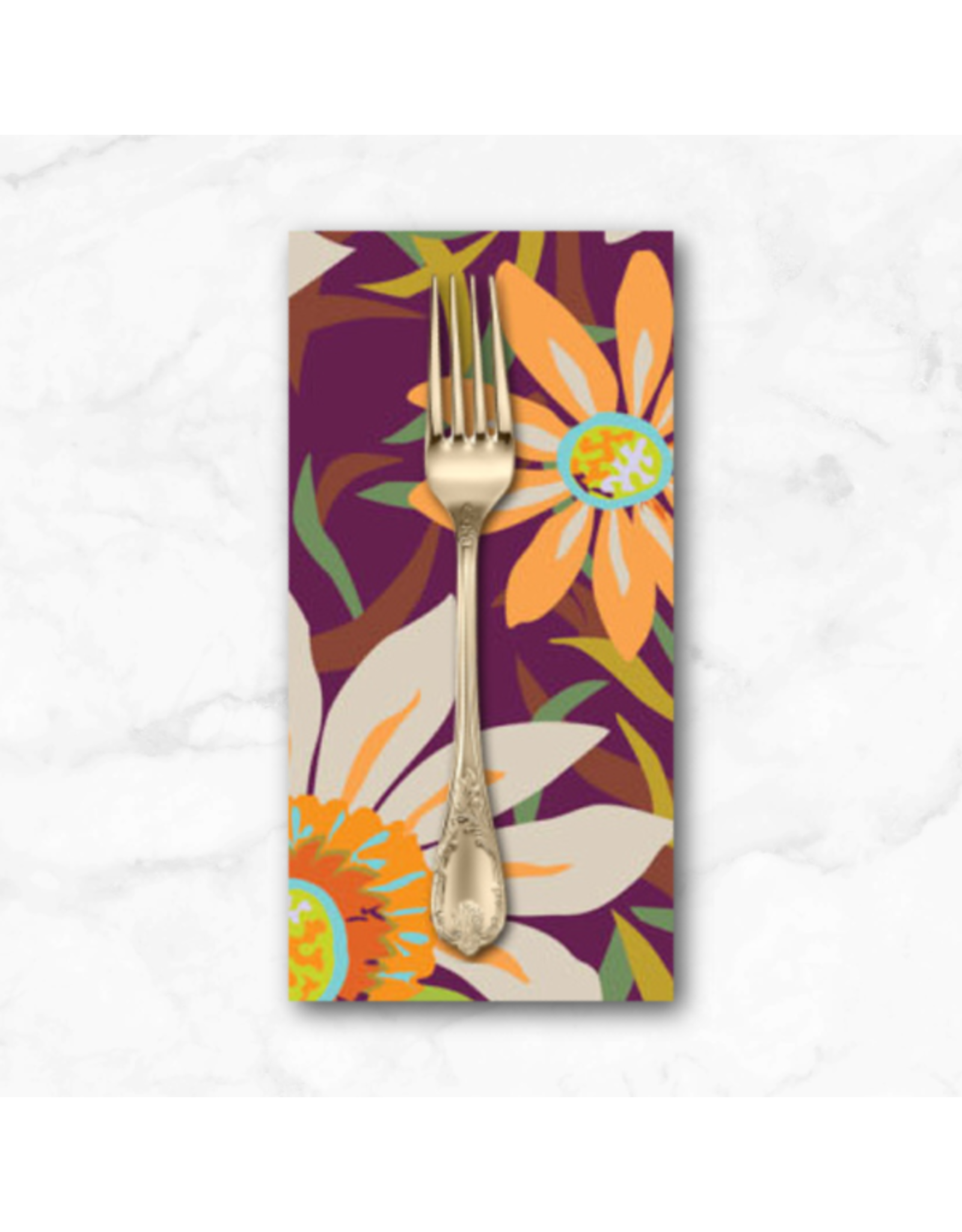 PD's Kathy Doughty Collection Trade Winds, Treasure Flower in Burgundy, Dinner Napkin