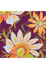 Kathy Doughty Trade Winds, Treasure Flower in Burgundy, Fabric Half-Yards