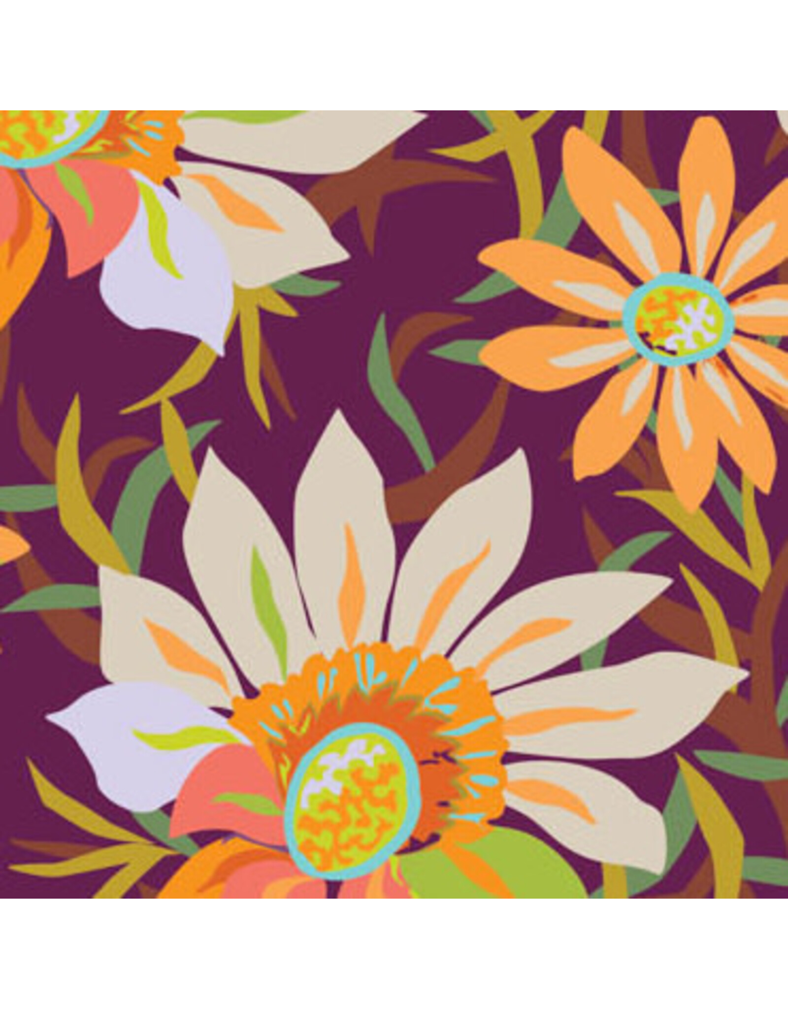 Kathy Doughty Trade Winds, Treasure Flower in Burgundy, Fabric Half-Yards