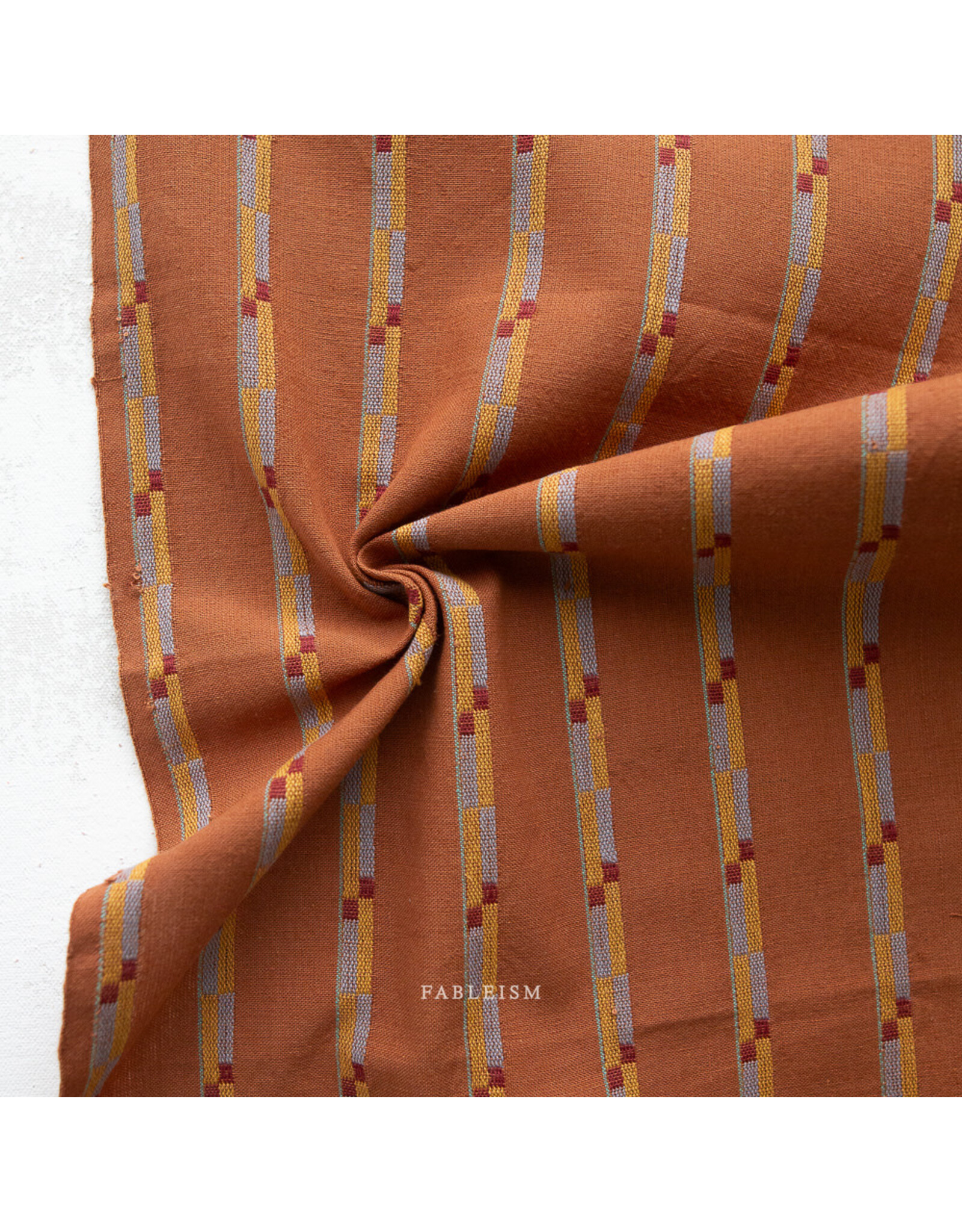 Fableism Canyon Springs Wovens, Track Stripe in Umber, Fabric Half-Yards