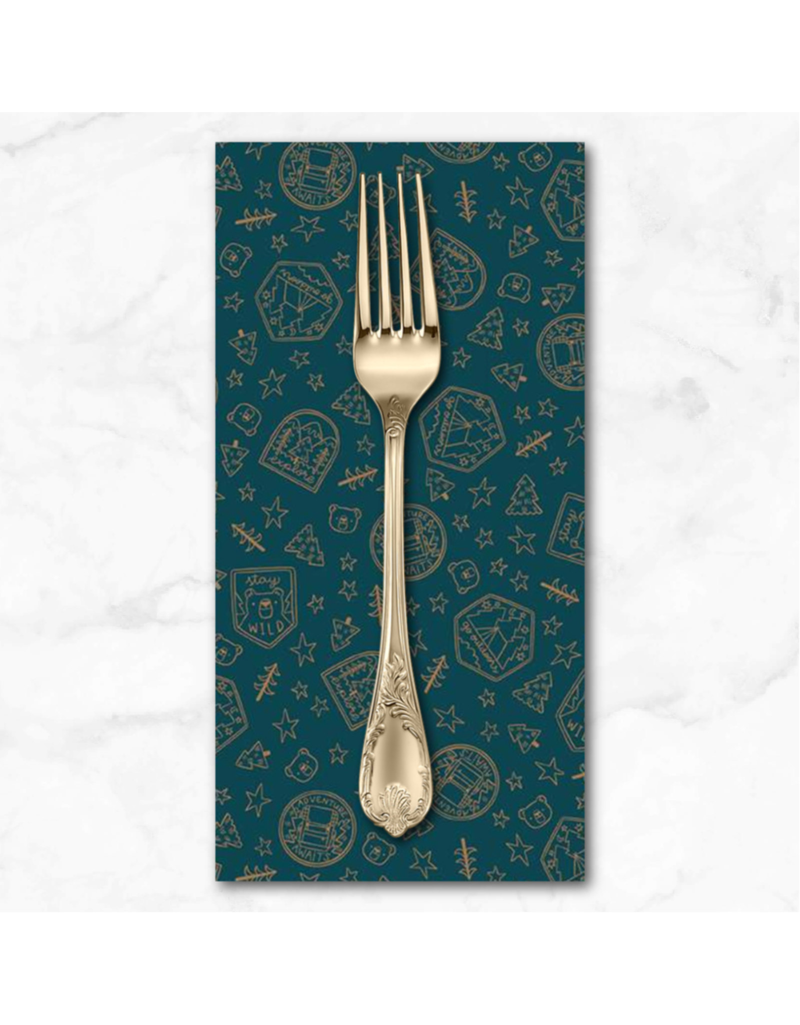 PD's Riley Blake Collection ON SALE-Camp Woodland, Scout Badges in Navy, Dinner Napkin