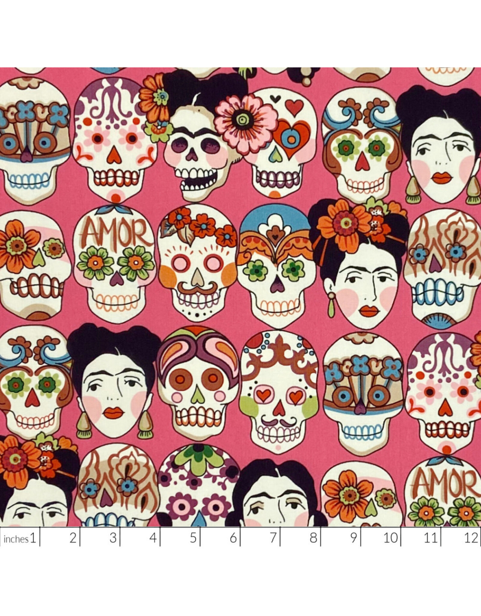 Alexander Henry Fabrics Folklorico, Gotas de Amor in Pink, Fabric Half-Yards