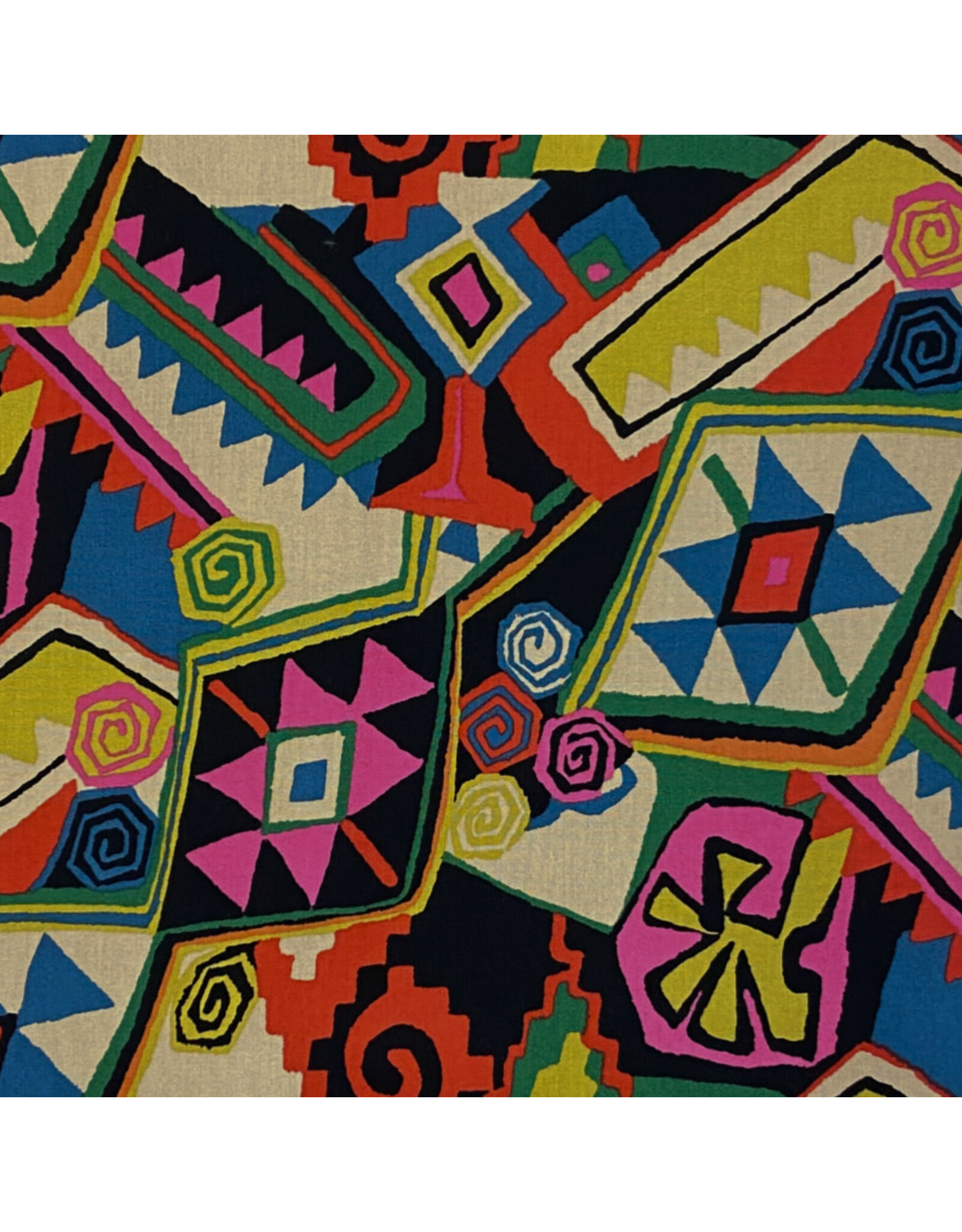 Alexander Henry Fabrics Folklorico, Azteca in Black Tea, Fabric Half-Yards