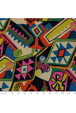 Alexander Henry Fabrics Folklorico, Azteca in Black Tea, Fabric Half-Yards