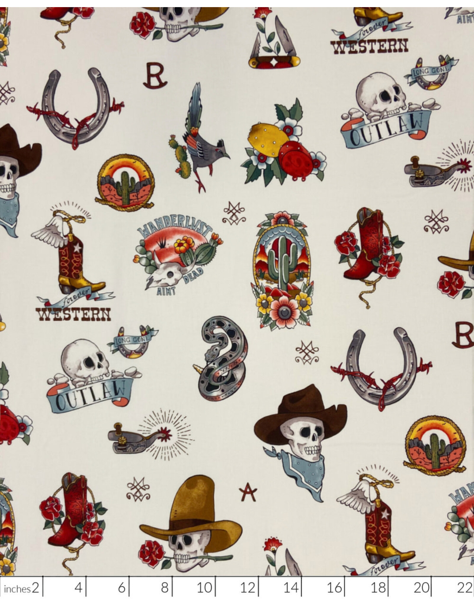 Alexander Henry Fabrics Nicole's Prints, Forever Western in Tea Dye, Fabric Half-Yards