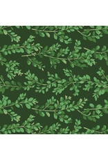 Martha Negley Winterberry, Boxwood in Dark Green, Fabric Half-Yards