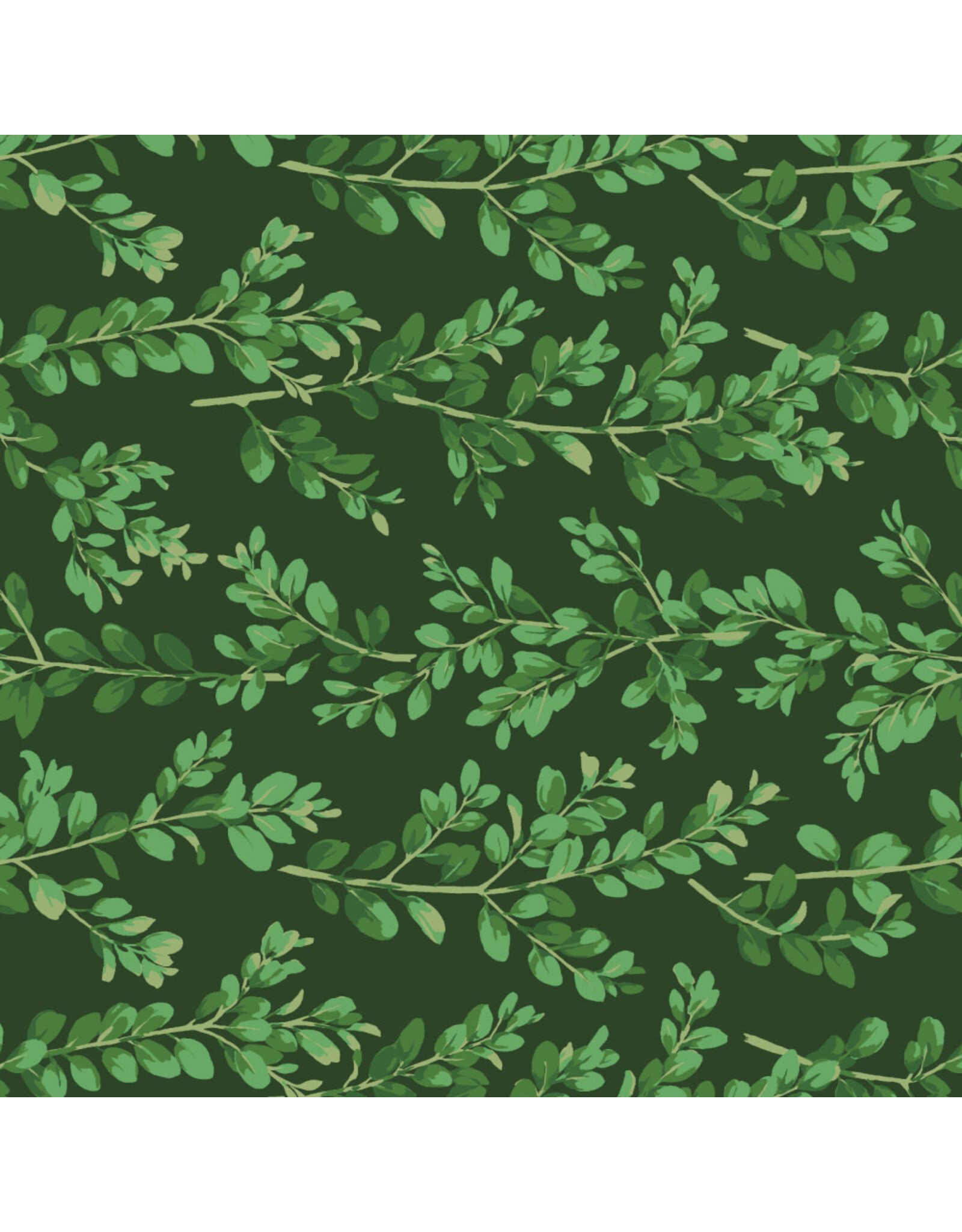 Martha Negley Winterberry, Boxwood in Dark Green, Fabric Half-Yards