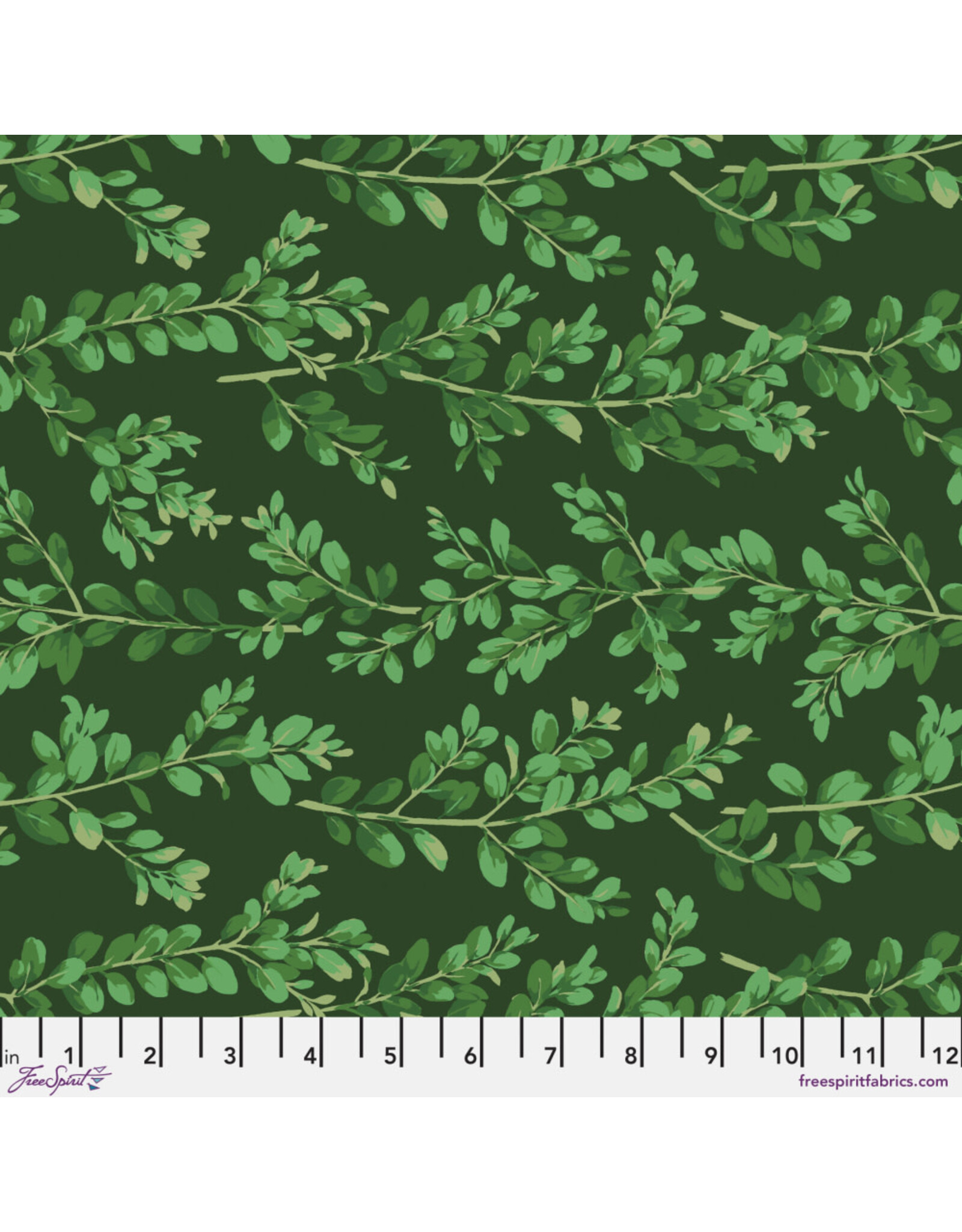 Martha Negley Winterberry, Boxwood in Dark Green, Fabric Half-Yards