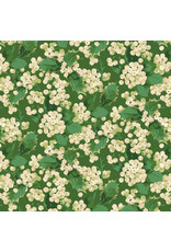 Martha Negley Winterberry, Holly Berry in Green, Fabric Half-Yards