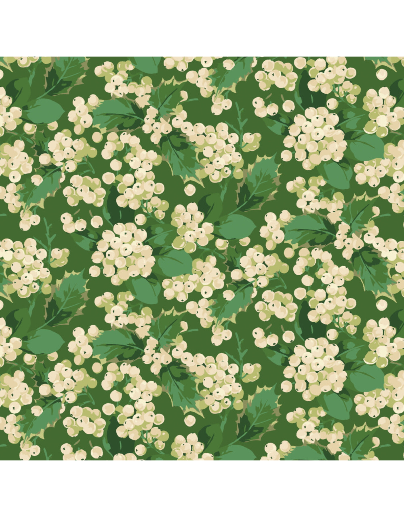 Martha Negley Winterberry, Holly Berry in Green, Fabric Half-Yards