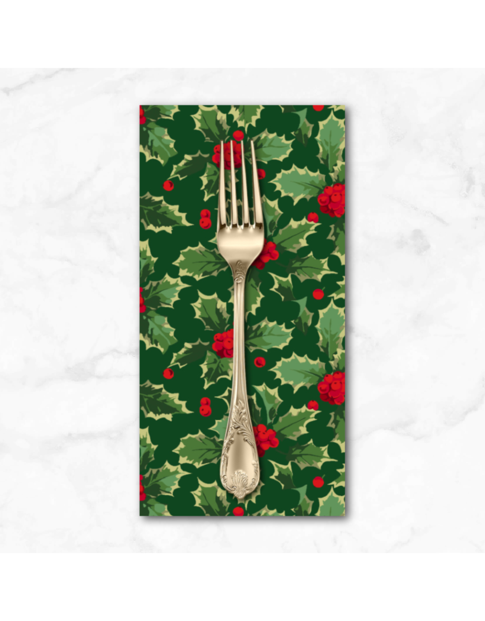 Christmas Collection Winterberry, Holly in Dark Green, Dinner Napkin