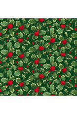 Martha Negley Winterberry, Holly in Dark Green, Fabric Half-Yards