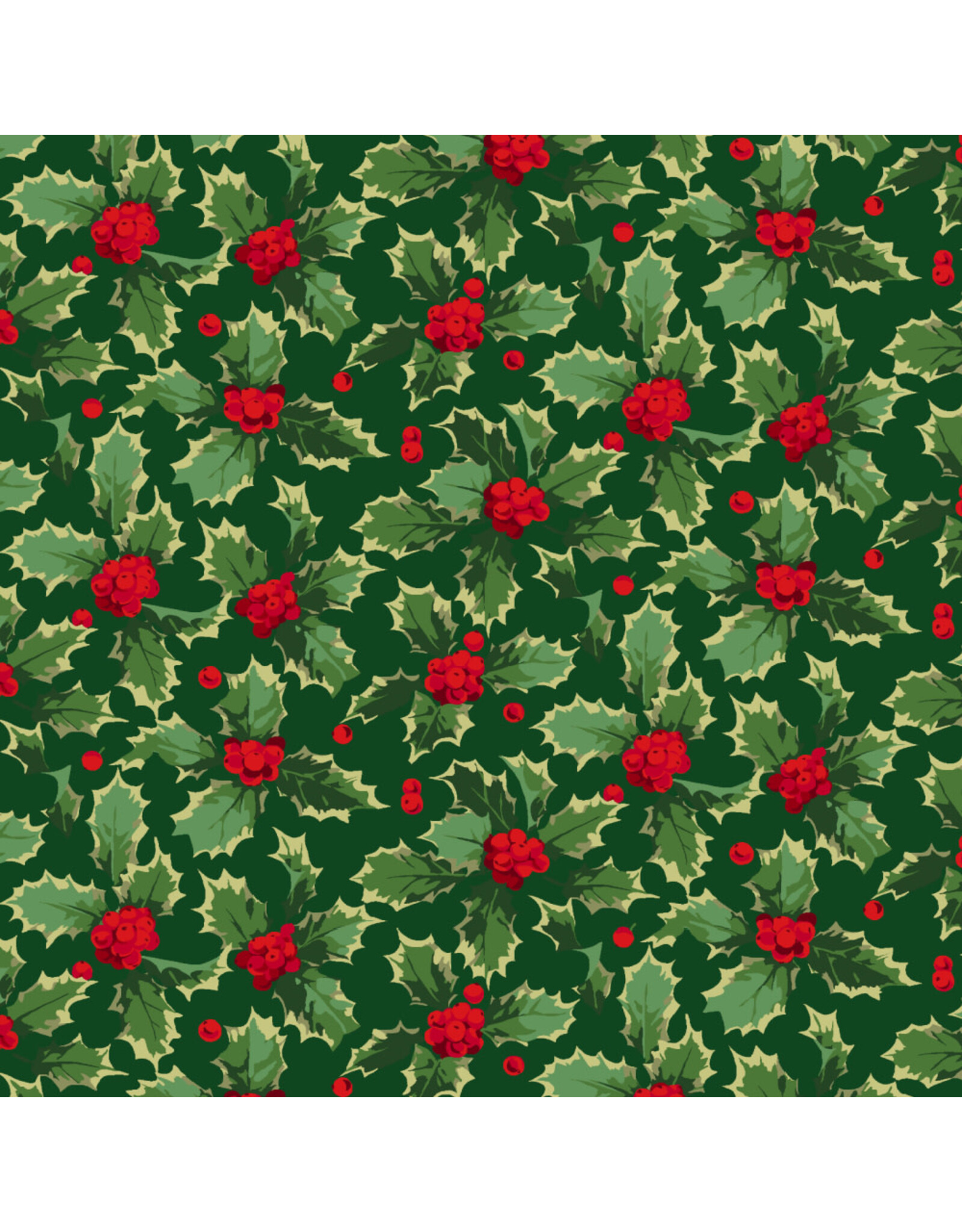Martha Negley Winterberry, Holly in Dark Green, Fabric Half-Yards