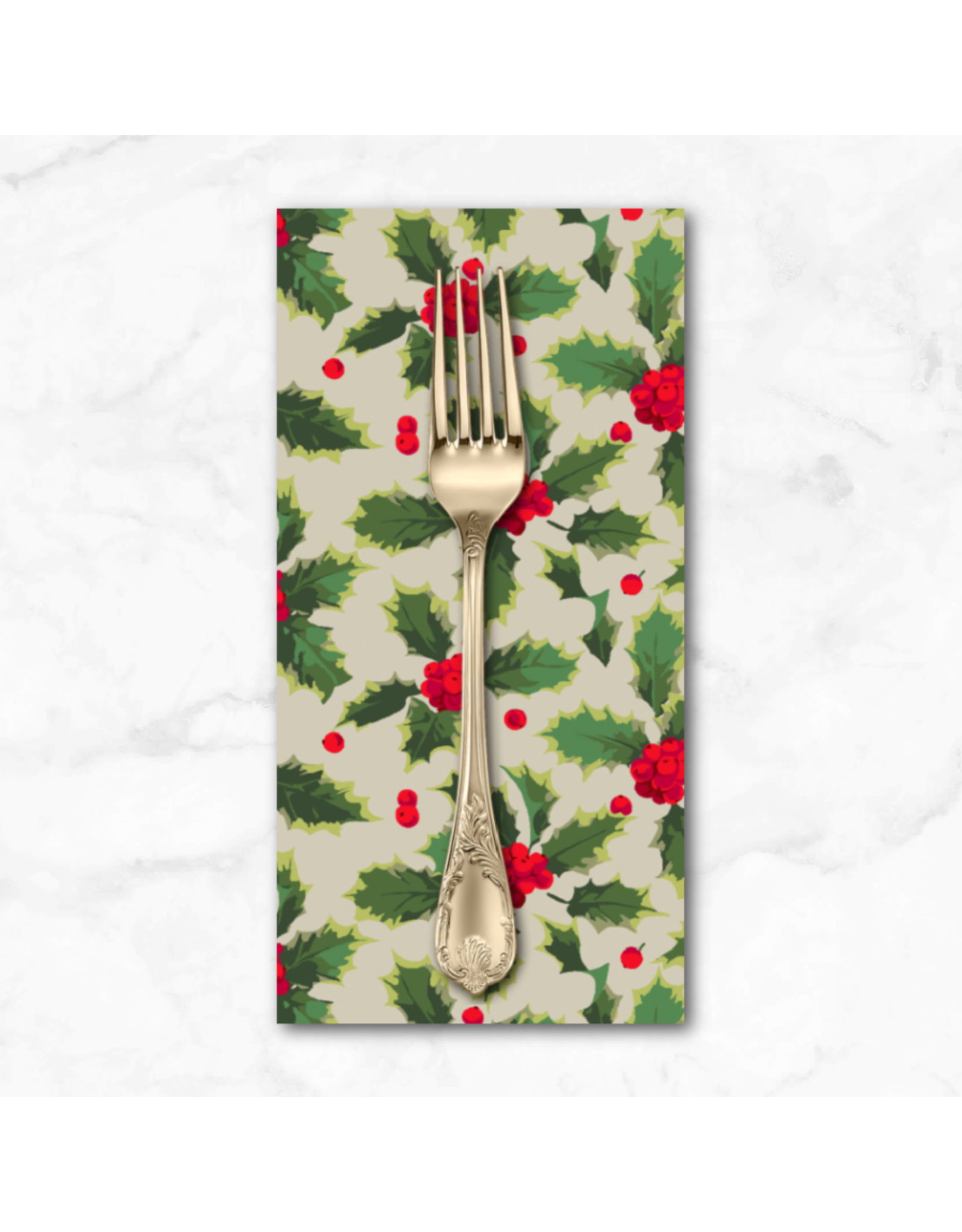 Christmas Collection Winterberry, Holly in Natural, Dinner Napkin