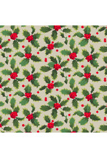 Martha Negley Winterberry, Holly in Natural, Fabric Half-Yards