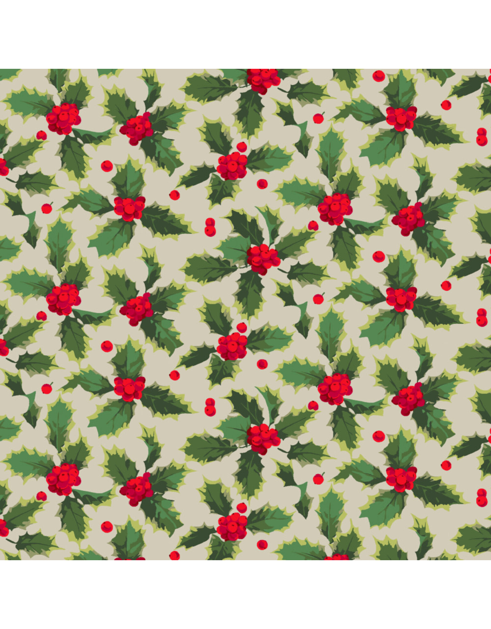 Martha Negley Winterberry, Holly in Natural, Fabric Half-Yards