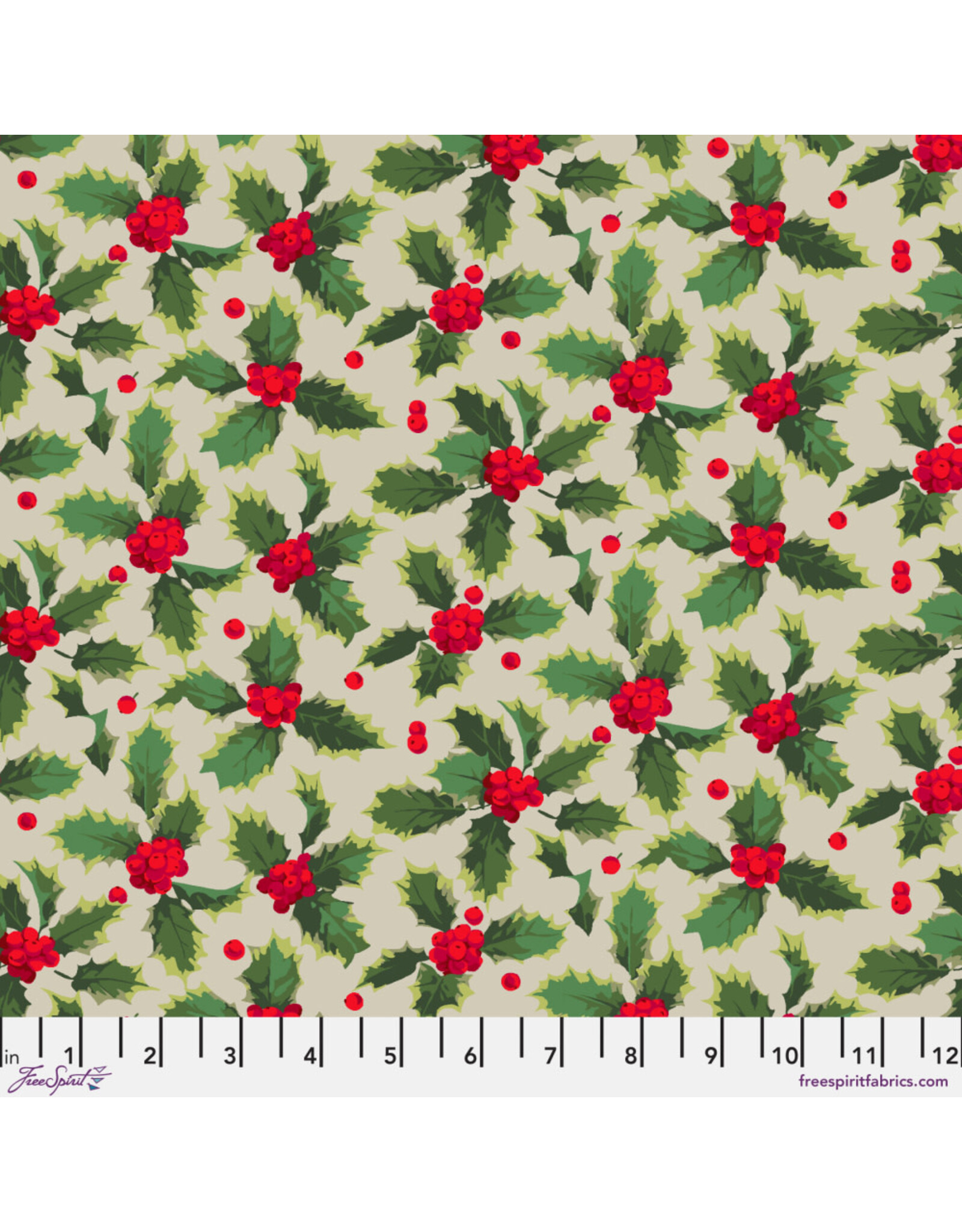 Martha Negley Winterberry, Holly in Natural, Fabric Half-Yards