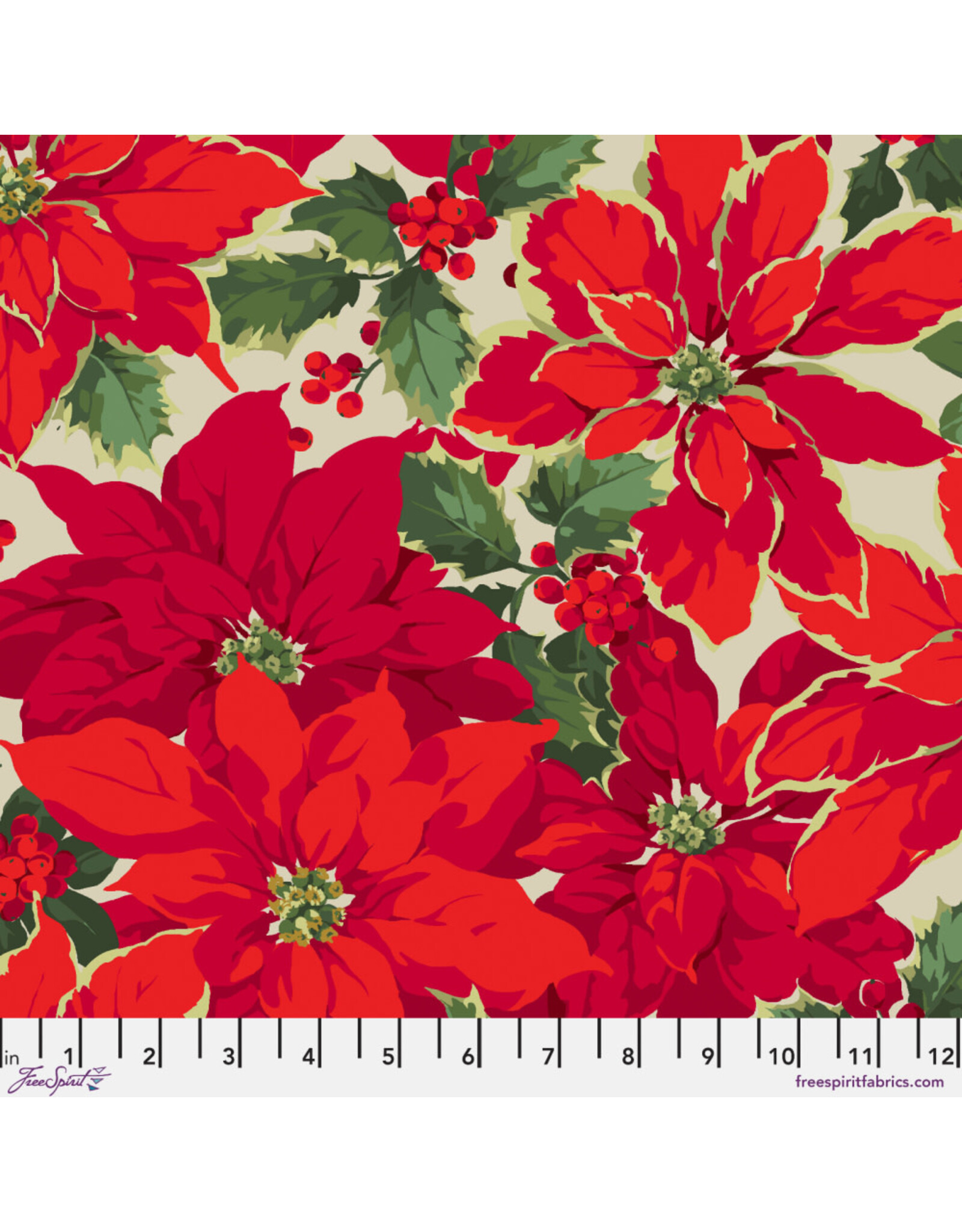 Christmas Collection Winterberry, Poinsettia in Natural, Dinner Napkin