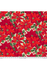 Christmas Collection Winterberry, Poinsettia in Natural, Dinner Napkin