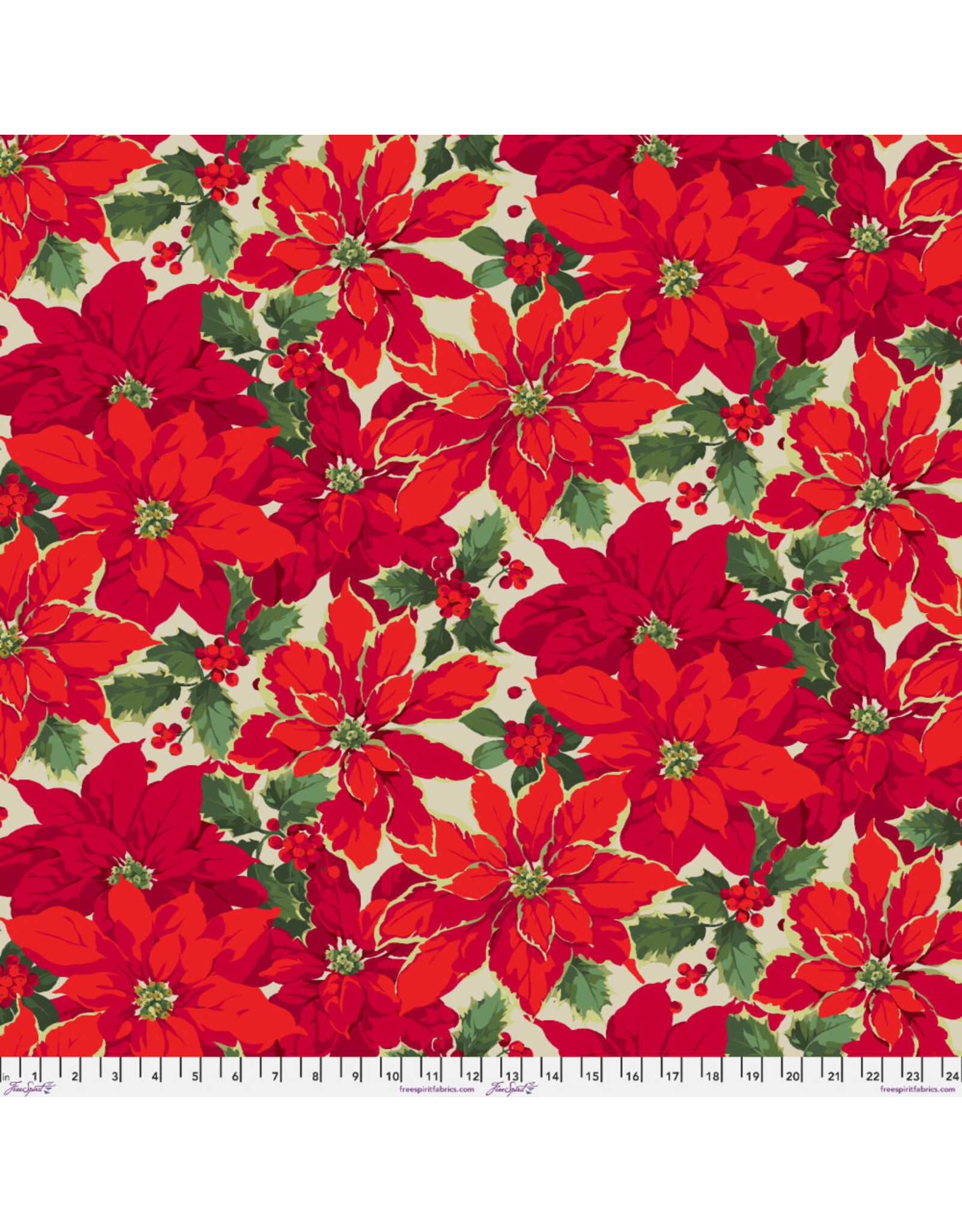 Christmas Collection Winterberry, Poinsettia in Natural, Dinner Napkin