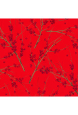 Martha Negley Winterberry, Winterberry in Red, Fabric Half-Yards