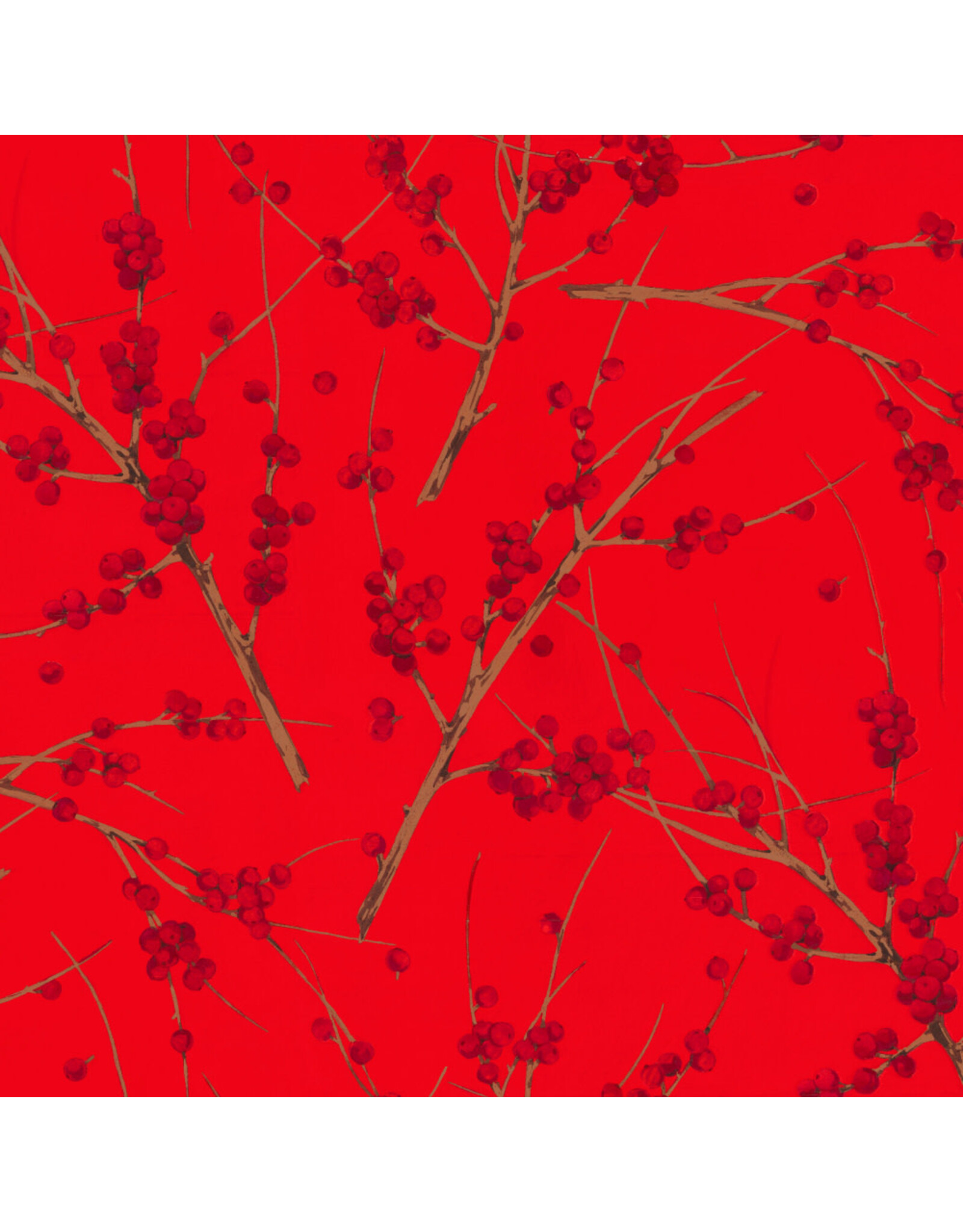 Martha Negley Winterberry, Winterberry in Red, Fabric Half-Yards