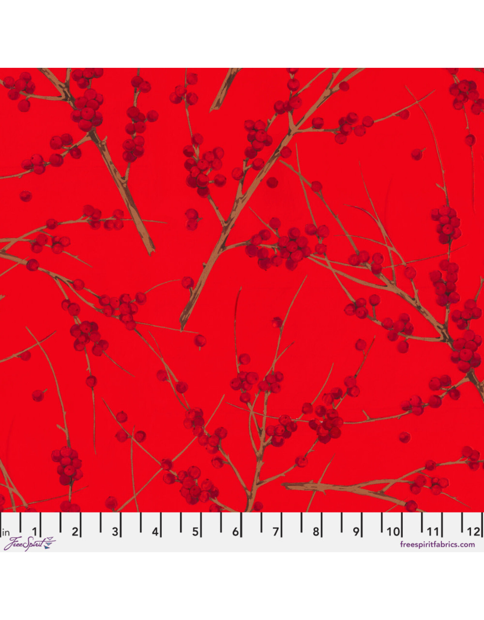 Martha Negley Winterberry, Winterberry in Red, Fabric Half-Yards