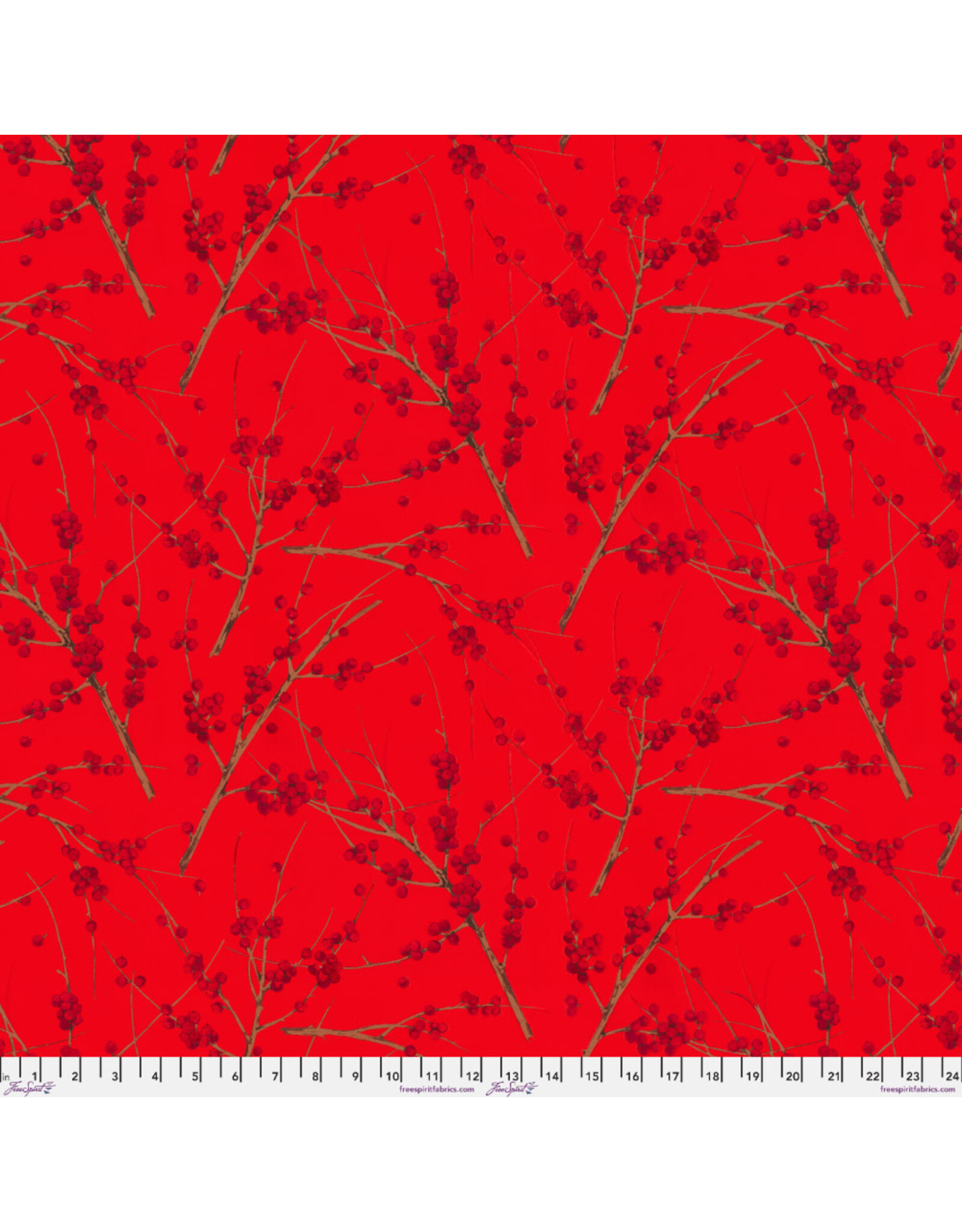 Martha Negley Winterberry, Winterberry in Red, Fabric Half-Yards
