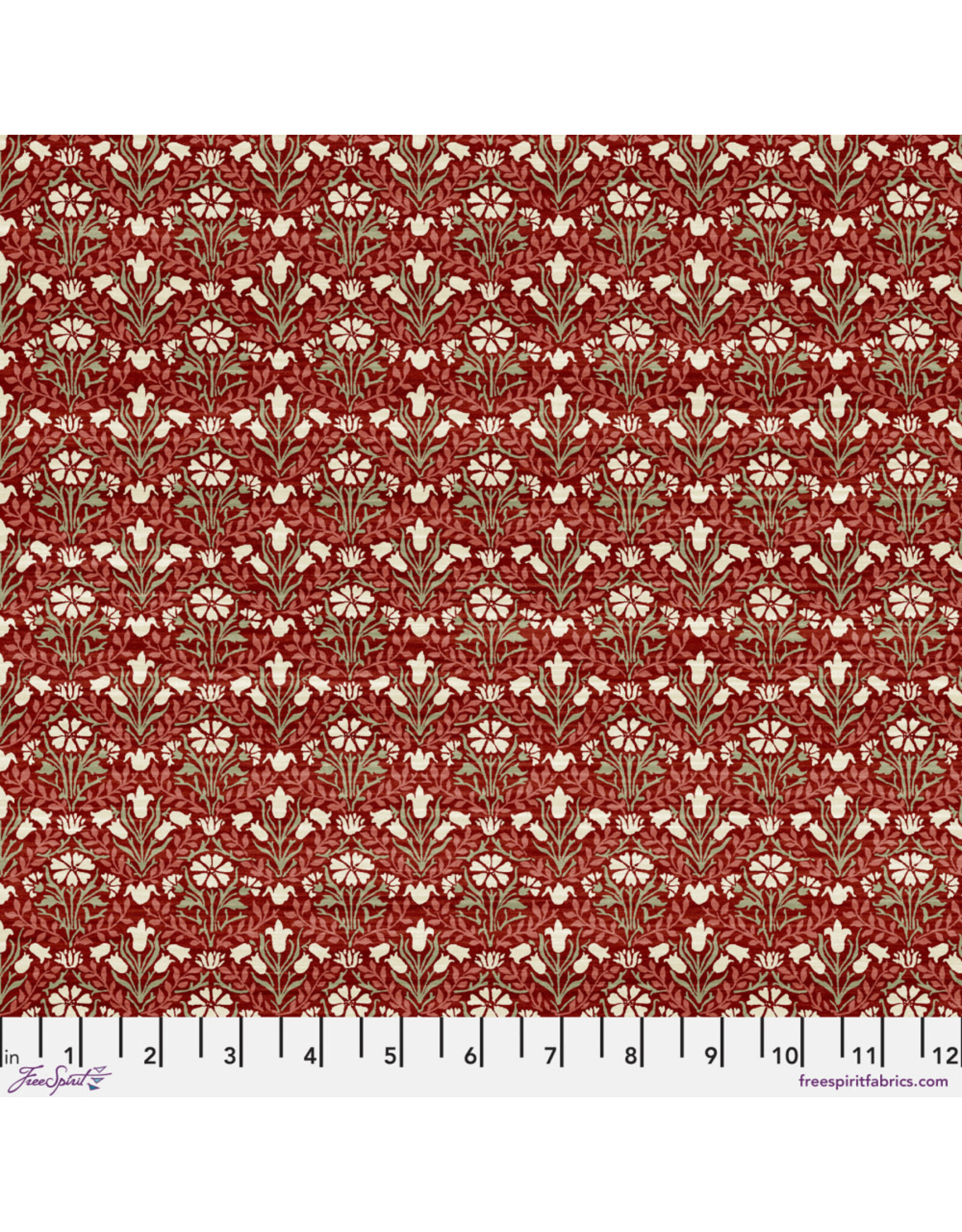 William Morris & Co. Morris & Co.'s The Cotswold Holiday Collection, Bellflowers in Red, Fabric Half-Yards