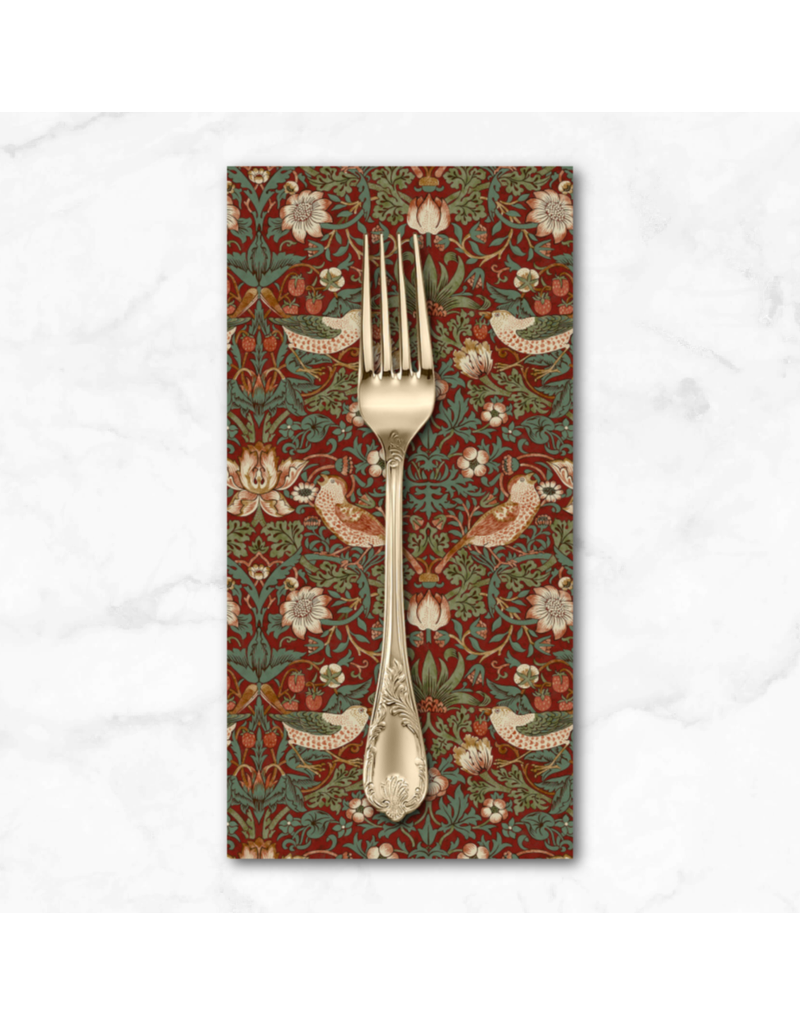 Christmas Collection Morris & Co.'s The Cotswold Holiday Collection, Mini Strawberry Thief in Wine, Dinner Napkin