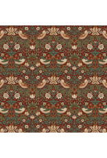 William Morris & Co. Morris & Co.'s The Cotswold Holiday Collection, Mini Strawberry Thief in Wine, Fabric Half-Yards