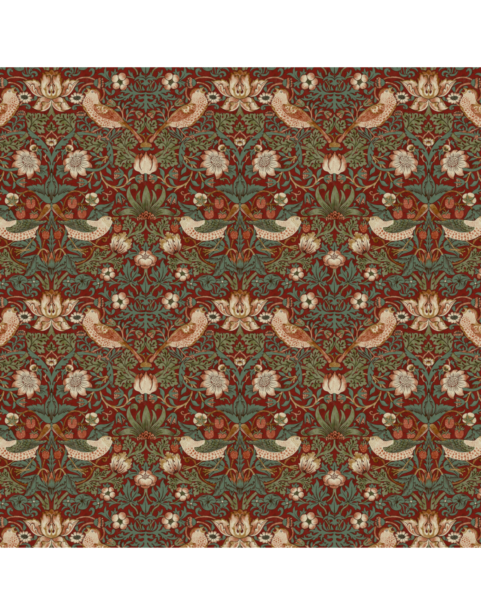 William Morris & Co. Morris & Co.'s The Cotswold Holiday Collection, Mini Strawberry Thief in Wine, Fabric Half-Yards
