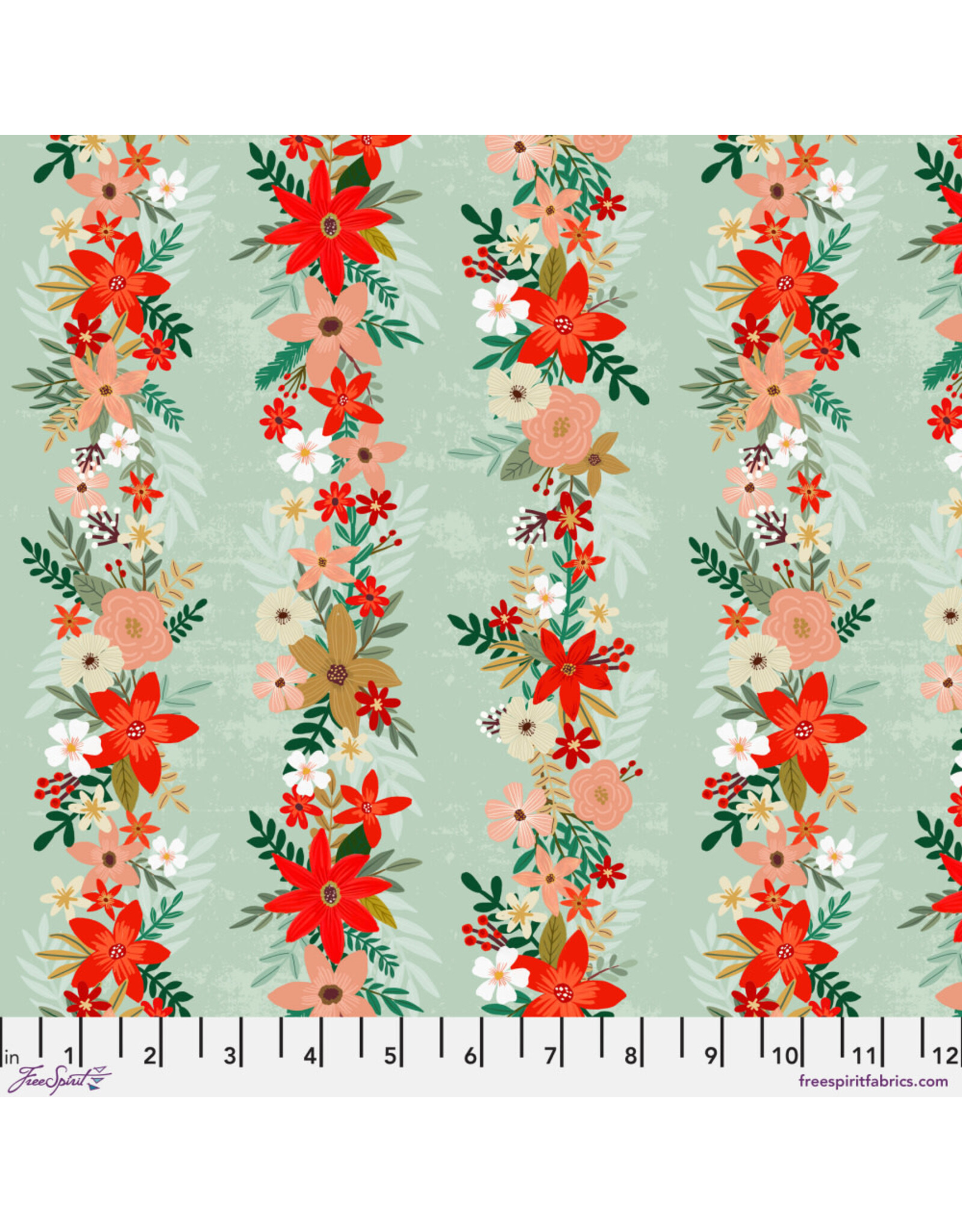 Mia Charro Christmas Spirit, Christmas Delight in Sage, Fabric Half-Yards